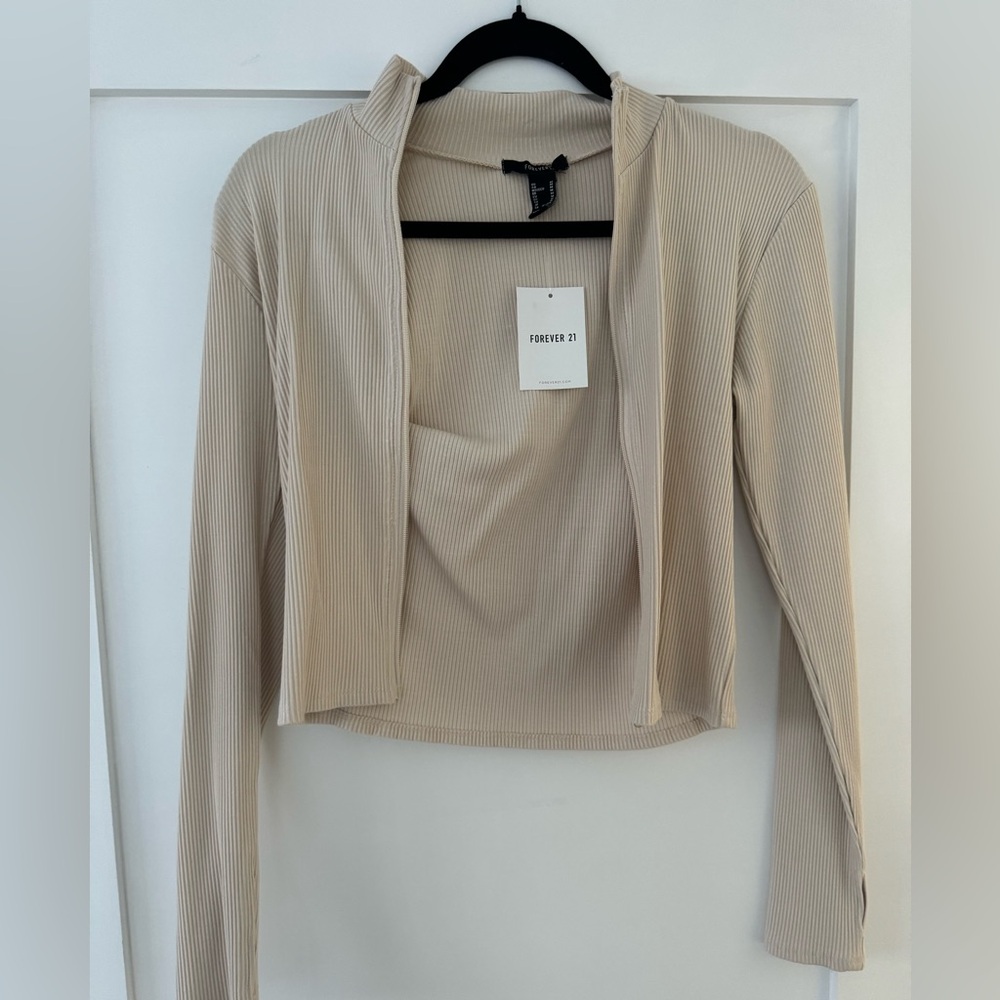 Forever 21 Beige Ribbed Cardigan